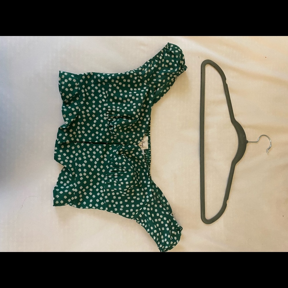 Princess Polly Green Off The Shoulder Floral Top